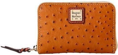 Dooney & Bourke Ostrich Medium Zip Around Wallet Tan