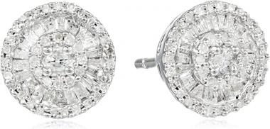 Amazon Collection Sterling Silver Diamond Round Stud Earrings (1/2 cttw)