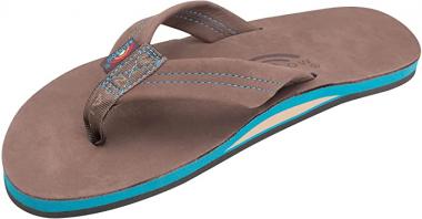 Rainbow Sandals Men's Single Layer Premier Leather with Blue Midsole