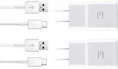 Wall Charger Adaptive Fast Charger Kit,ChiChiFit 2 Pack Travel Charging Adapter + 2 Type-C USB Data Cables Compatible with Samsung Galaxy S8/S9/S10 Plus/note8/9 and More (White)