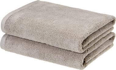 Amazon Basics Quick-Dry Bath Towels - 100% Cotton, 2-Pack, Platinum