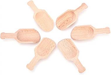 JiaUfmi 6PCS Wooden Scoops for Bath Salts Essential Oil Bath Salt Spoon (3.14 x 1.18 x 0.43 Inches)