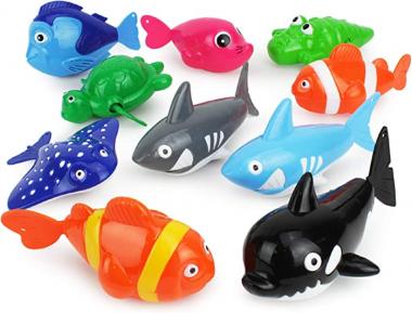 Boley Wind-Up Sea Animals - 10 Pk Floating Animal Bath Toys for Toddlers - Swimming Pool Toys for Kids Ages 3+