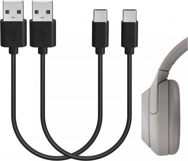 Geekria Type-C Headphones Short Charger Cable, Compatible with Sony WH-1000XM5 1000XM4 1000XM3 XB900N XB910N CH710N Charger, USB to USB-C Replacement Power Charging Cord (1ft / 30cm 2 Pack)