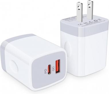 Type C Charging Block,2Pack 20W Dual Port PD 3.0 USB C Wall Charger Plug Fast Wall Adapter for iPhone 14 13 12 11 Pro Max,SE,8 7 6 Plus,Samsung Galaxy S22 Ultra S21 FE S10 Plus A13 A23 A32 A33 A52 A53