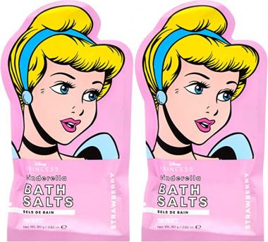 MAD Beauty 2 Count Disney Pop Princess Cinderella Bath Salts | 2 Packs Each 2.82 oz Strawberry Scent | Royal Fun Spa Skincare Soak Gifts for Girls