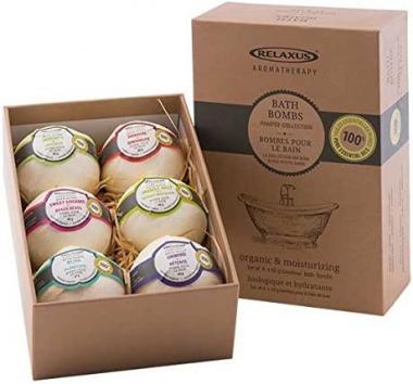 Relaxus Aromatherapy Organic Bath Bomb Gift Set. Pamper Collection, Set of 6.