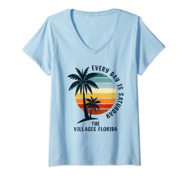 Womens Retro Vintage every day is saturday the villages florida V-Neck T-Shirt