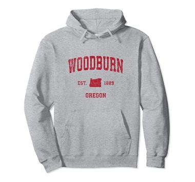 Woodburn Oregon OR Vintage Sports Design Red Print Pullover Hoodie