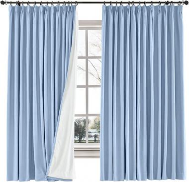 Drapifytex Pinch Pleated Drapery Polyester and Cotton Room Darkening Curtain, Bedroom Curtain Livingroom Panel, Cashmere BlueCurtain, 58 Inches Width by 84 Inches Length (Cashmere Blue,1 Panel)