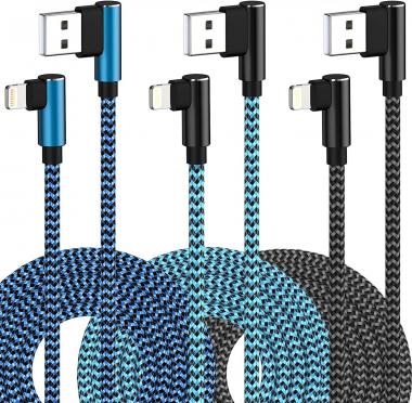 iPhone Charger 10 ft,90 Degree iPhone Charger Cable Fast Charging MFi Certified iPhone Charger Cord,Right Angle Nylon Braided Lightning Cable for iPhone 13/12/11/X/Max/8/7/6/6S/5/SE/Plus/iPad/iPod