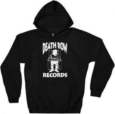 Ripple Junction Death Row Records Electric Chair White Logo Fleece Hooded Sweatshirt for Adult Men or Women