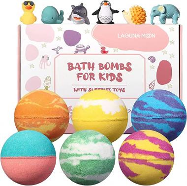 Organic Bath Bombs with Surprise Toy for Kids - 6pc Gift Set for Boys, Girls & Toddlers - Bath Tablets Fizzy Bath Bombs - Natural Bubble Bath for Kids and Safe for Sensitive Skin