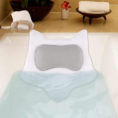 RROWER Bath Pillow with 5D Air Mesh /5 Non-Slip Suction Cups, Full Body Bath Pillows for Tub Neck and Back Support, Machine Washable and Quick Drying