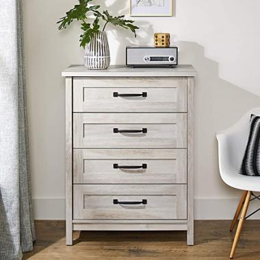 Better Homes & Gardens Modern Farmhouse 4-Drawer Chest, Rustic White Finish