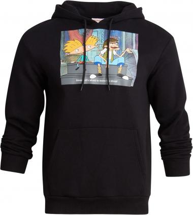 Nickelodeon Men's Fleece Hoodie Sweatshirt - 90s Cartoon Hey Arnold, Rugrats, Ren and Stimpy