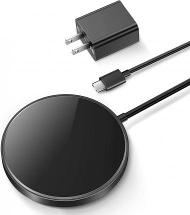 THREEKEY Magnetic Wireless Charger,15W Max Charging Pad with USB-C 20W PD Adapter, Compatible with MagSafe Wireless Charger for iPhone 14/14 Pro/14 Plus/14 Pro Max/iPhone 13/13 Mini/13Pro max,Black