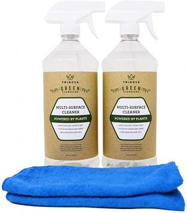 TriNova Natural All Purpose Cleaner Organic - Multi Surface Cleaning Spray for Safe Kitchen, Bathroom, Toy, Stain Removal, Counter, Wall, Kids and Pets. 32oz 2-Pack 64 oz