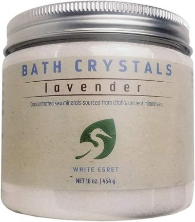 Lavender Bath Crystals White Egret INC 16 oz Salt