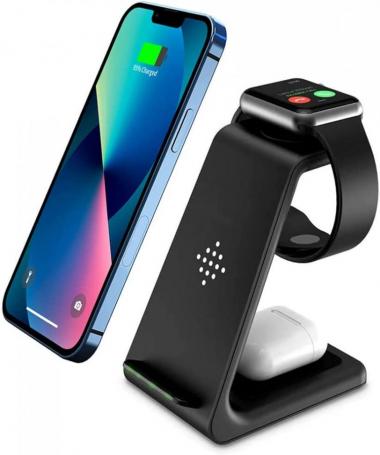 Wireless Charger,3 in 1 Fast Wireless Charging Station Stand Dock for Apple Watch 7/6/SE/5/4/3/2, Airpods Pro 2, iPhone 14/13/13 Pro/13Pro Max/12/12Pro/12Pro Max/SE/X/XR/XS/8 Plus,Qi Android Phone