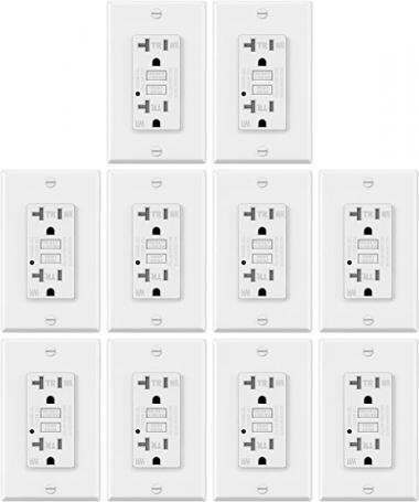 10 Pack – ELECTECK 20A GFCI Outlets, Weather Resistant (WR) Outdoor GFI with LED Indicator, Tamper Resistant (TR) Ground Fault Circuit Interrupter, Commercial and Residential Use, ETL Certified, White