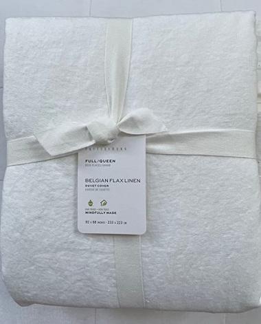 Pottery Barn BELGIAN LINEN FLAX Duvet Cover Full/Queen ~White~