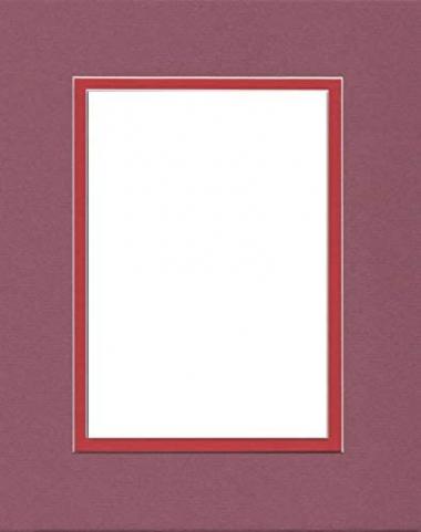 Pack of (2) 18x24 Double Acid Free White Core Picture Mats Cut for 12x18 Pictures in Mauve and Real Red