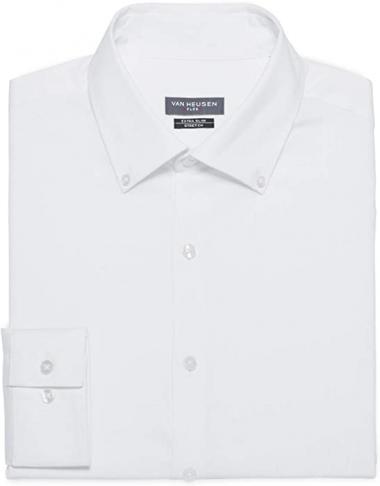 Van Heusen Men's Dress Shirt Extra Slim Fit Flex Collar Stretch Solid