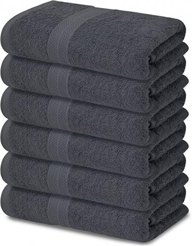 Avalon Bath Towels Soft Cotton Bathroom Towel Set - Quick Drying Bathroom Towels, Light Weight Small Bath Towels Super Absorbent Grey Bath Towels 22x44 inches Pack of 6 Perfect Pool and Gym Towels