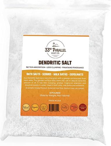 DENDRITIC Salt | Premium Fine Grain for Bath Salts, Scrubs, Exfoliants, Milk Baths & More | Sizes 1 to 5 LBS | (5 Pound)