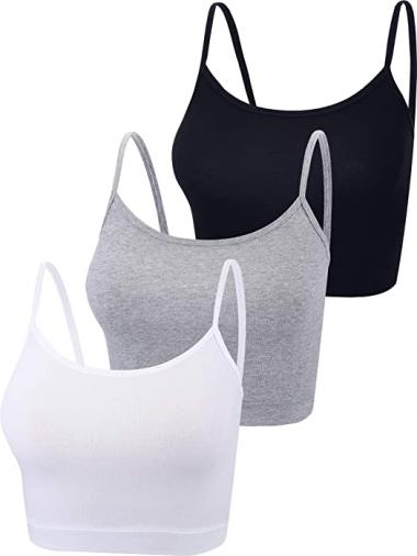 Boao 3 Pieces Spaghetti Strap Tank Camisole Top Crop Tank Top for Sports Yoga Sleeping