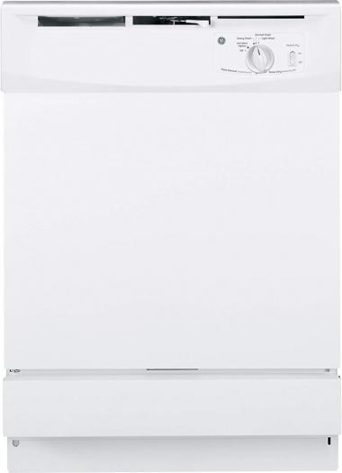 GE GSD2100VWW Built-In 24-Inch Dishwasher, White, 5 Cycles / 2 Options