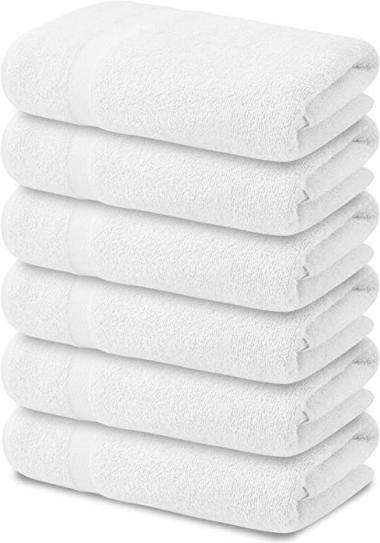 Softouch White Bath Towels Set Pack of 6 100% Cotton Bathroom | for 24x48 Inch Ultra Soft Spa Ring Spun Towel Hotel Collection Workout