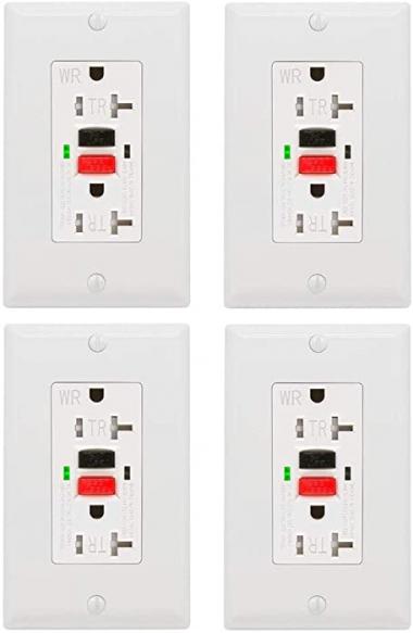 ANKO GFCI Outlet 20 Amp 4 Pack, UL Listed, Tamper-Resistant, Weather Resistant Receptacle Indoor or Outdoor Use, LED Indicator with Decor Wall Plates and Screws (White)