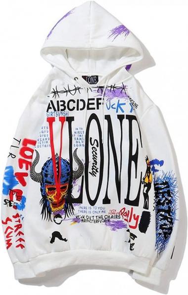 Big V Hoodie Graffiti Hoodies Long Sleeve Fashion Hip-hop Sweatshirts Pullover Hooded Sweater For Men Women Young