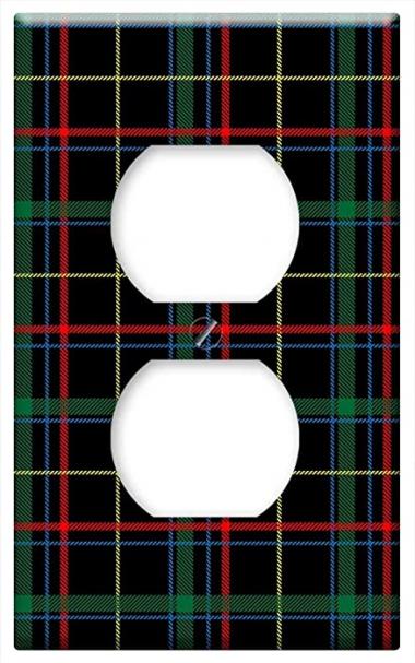 Switch Plate Outlet Cover - Plaid Tartan Checks Pattern Background Red Black