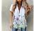 5665 Women Hawaii Button-Down Shirts, 3/4 Sleeves Casual Blouse High Low Side Slit V-Neck Beach Pockets T-Shirt Tunic Tops