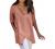 Womens Pocketd V Neck Cotton Linen Shits Long Tunic Casual Summer Tops Plus Size Split Hem Half Sleeve T-Shirt Blouses