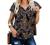 Womens T-Shirts Ruffle Drawstring Short Sleeve Summer Tops Boho Floral Print Chiffon Babydoll Shirt Blouse Tunic