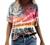 T Shirts for Women V-Neck Aesthetic Marble Pattern Short Sleeve Summer Tops Retro Boho Print Graphic Tees Loose Blouse