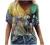 T Shirts for Women V-Neck Aesthetic Marble Pattern Short Sleeve Summer Tops Retro Boho Print Graphic Tees Loose Blouse