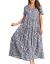 YESNO Women Casual Loose Bohemian Floral Dress with Pockets Short Sleeve Long Maxi Summer Beach Swing Dress EJF