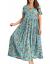 YESNO Women Casual Loose Bohemian Floral Dress with Pockets Short Sleeve Long Maxi Summer Beach Swing Dress EJF