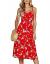 Halife Womens Summer Dresses Casual Spaghetti Strap Floral Button Down Swing Midi Dress with Pockets