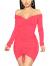 XXTAXN Women's Sexy Elegant Long Sleeve Off The Shoulder Ruched Mini Dress