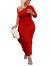 BEAGIMEG Women's Sexy One Shoulder Ruffles Spilt Ruched Bodycon Casual Long Dress