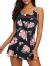 Century Star Women’s Elegant V Neck Athletic One Piece Bathing Suit Tummy Control Flower Print Skirt Swimwear