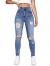 SweatyRocks Women's High Waist Slant Pocket Denim Jeans Ripped Straight Leg Pants