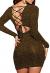 Meenew Women's Long Sleeve Glitter Dress Back Lace Up Bodycon Sequin Party Dress