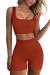 FAFOFA Workout Sets for Women 2 Piece Seamless Ribbed Crop Tank High Waist Shorts Yoga Outfits